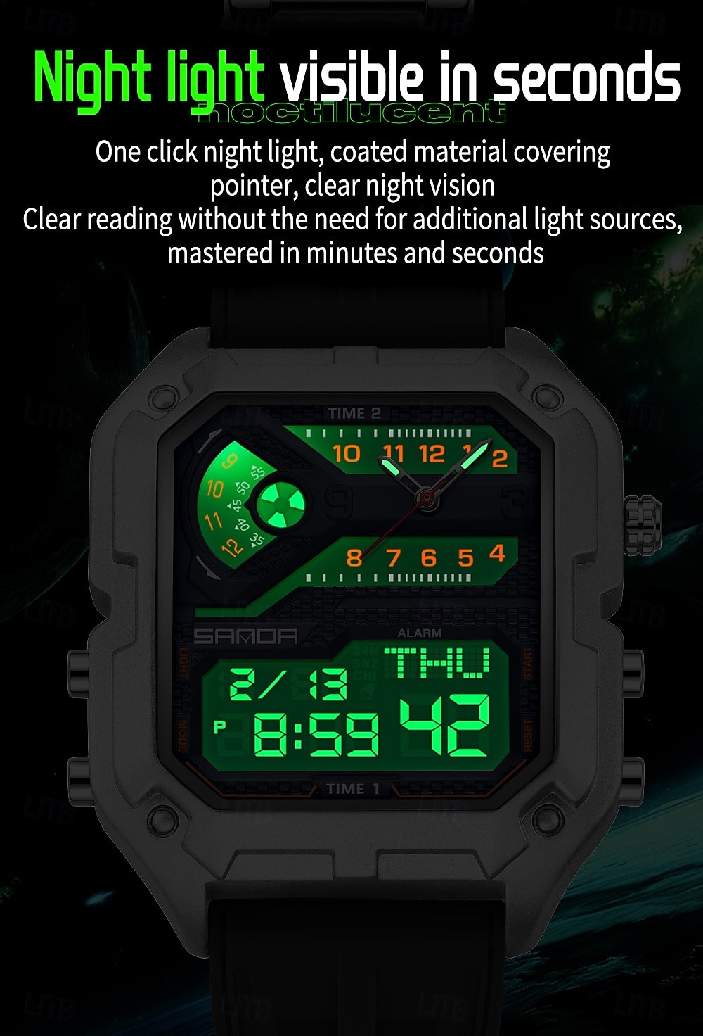 SANDA 6278 Brand Fashion Men's Electronic Watch Multifunction Alarm Clock Luminous Calendar Sports Digital Watches 2026 - $47.99 –P4