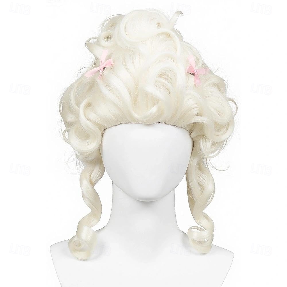Parrucca Platino Biondo Corto Riccia a Torre Vittoriana Parrucca Cosplay per Festa di Carnevale del 2026 a $21.99 –P4