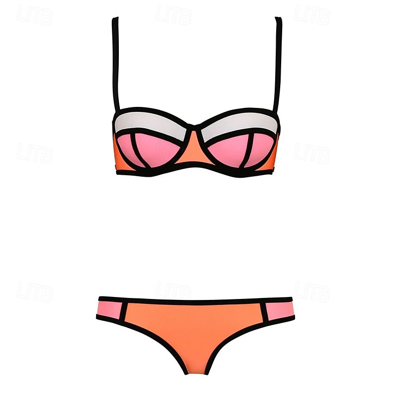 Dam Bikiniset Baddräkt Badkläder Solid färg Badkläder Ljusrosa Rodnande Rosa Andningsfunktion Ärmlös - Surfing Strand Simmning Sommar 2026 - $25.99 –P3