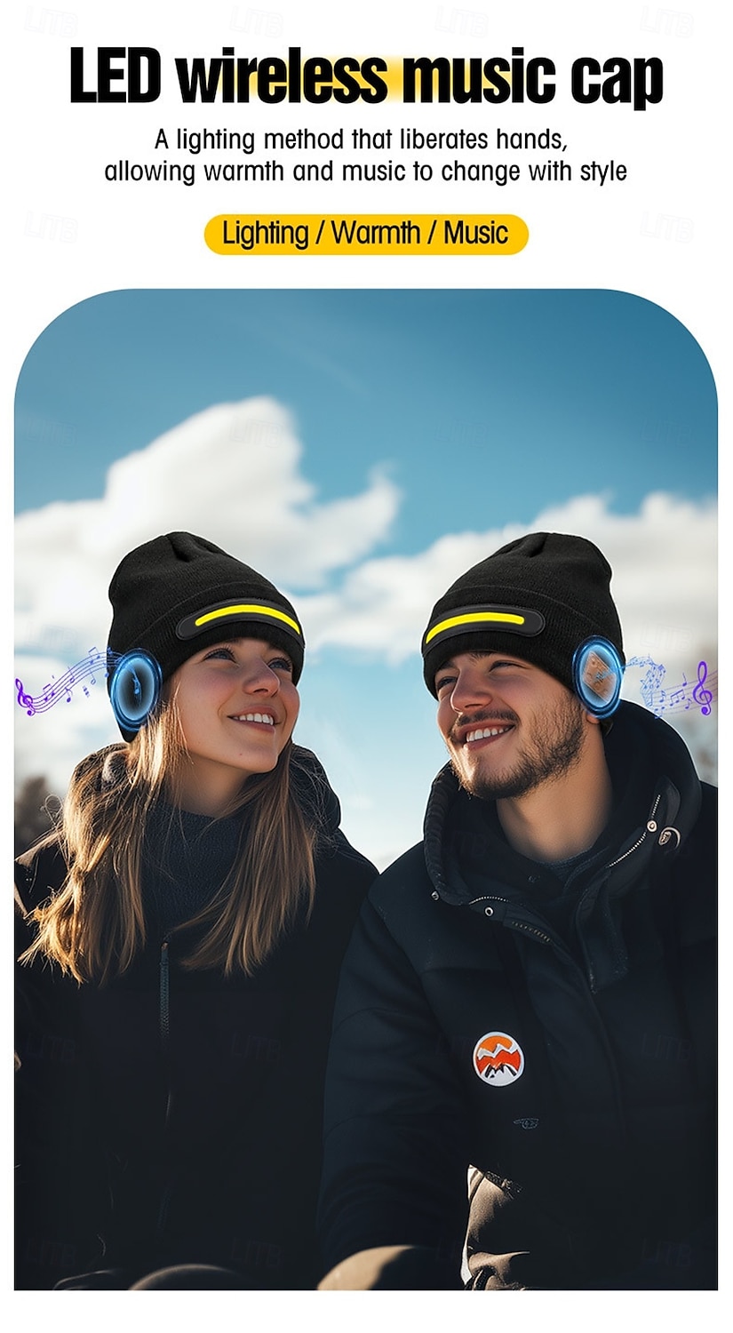 Knitted Headlight Hat New Outdoor LED Lighting Hat USB Rechargeable 1.5-3W Power Supply Battery Button Control Type-C Charging Suitable for Night Cycling and Running Headwe Valentine's Day Gift 2026 - $22.99 –P1