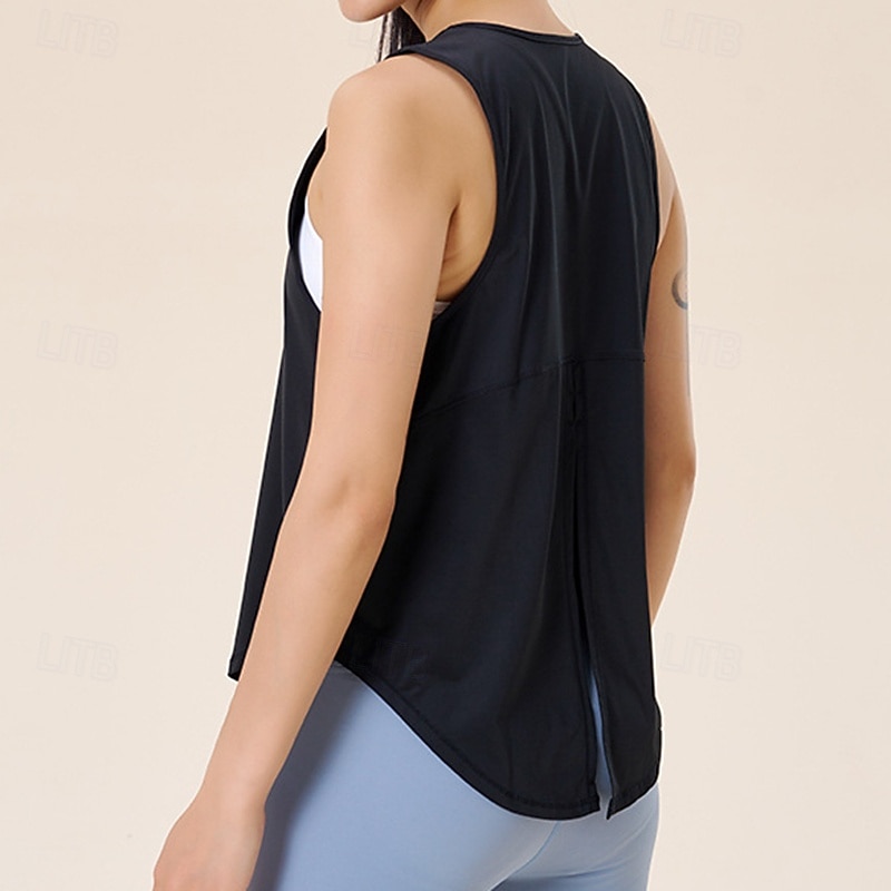 Women's Solid Colored Tank Top Workout Tops Loose Fit Elastic Sweat-Wicking Breathable Tennis Pickleball Yoga Crew Neck Top White Black Pink Tennis Clothing 2026 - $17.99 –P4