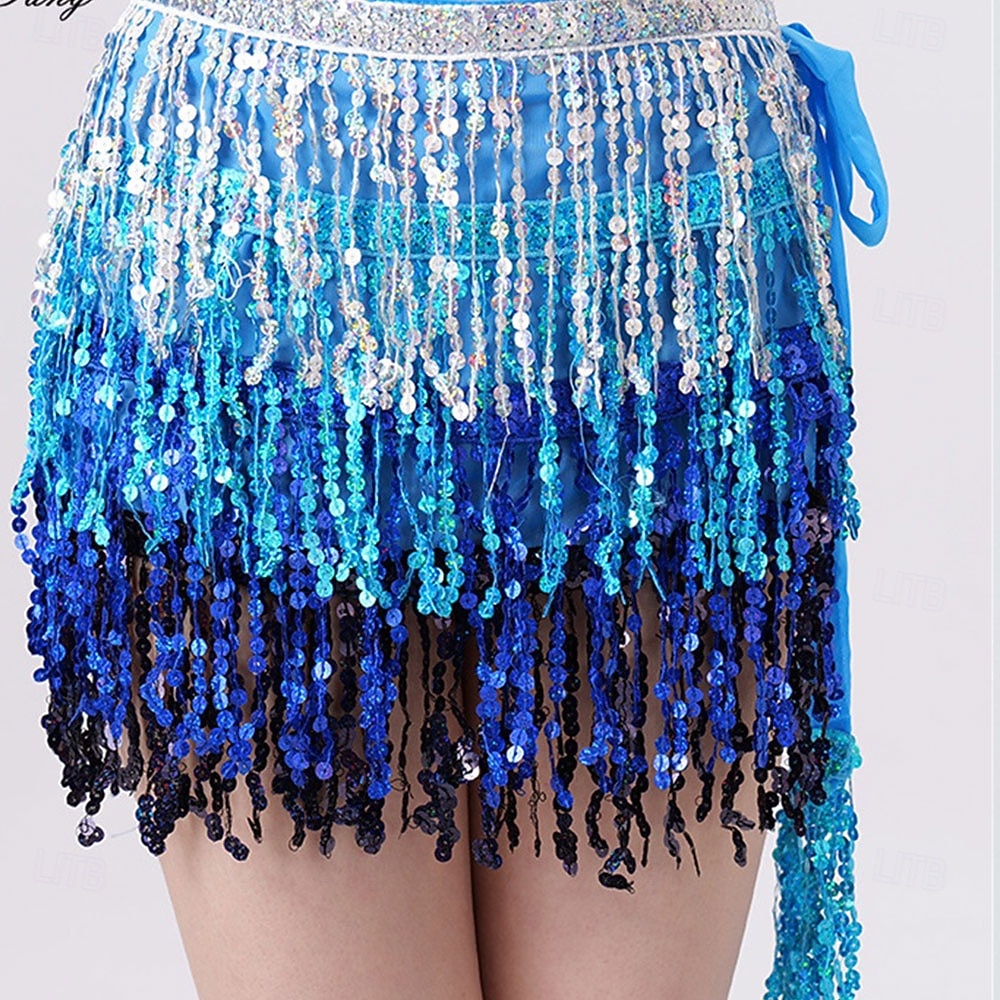 Samba Dancewear Belly Dance Performance Costume Sequin Tassel Hip Scarf Bead Waist Chain Indian Dance Performance Waist Scarf.l Performance Costume 2026 - $26.99 –P10