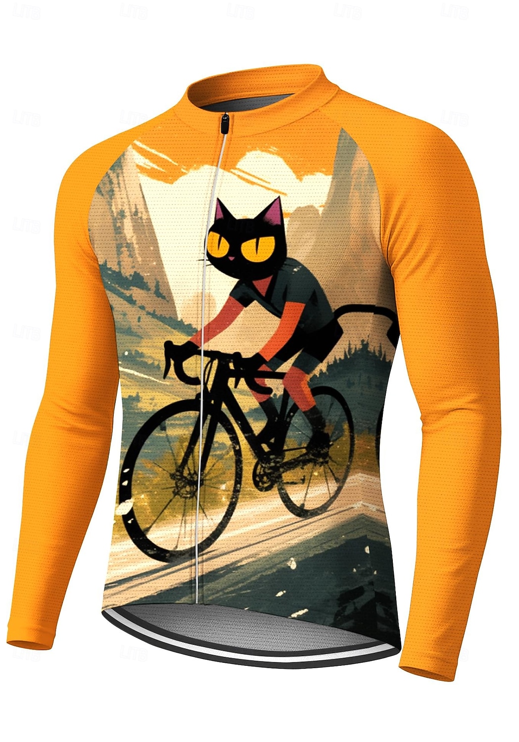 Homens Camisa para Ciclismo Jersey em declive Gato Personagem Cor de contraste Manga Longa Moto Camiseta Camisa / Roupas Para Esporte Roupas de Compressão com 3 bolsos traseiros Ciclismo de Montanha de 2026 por $32.99 –P4