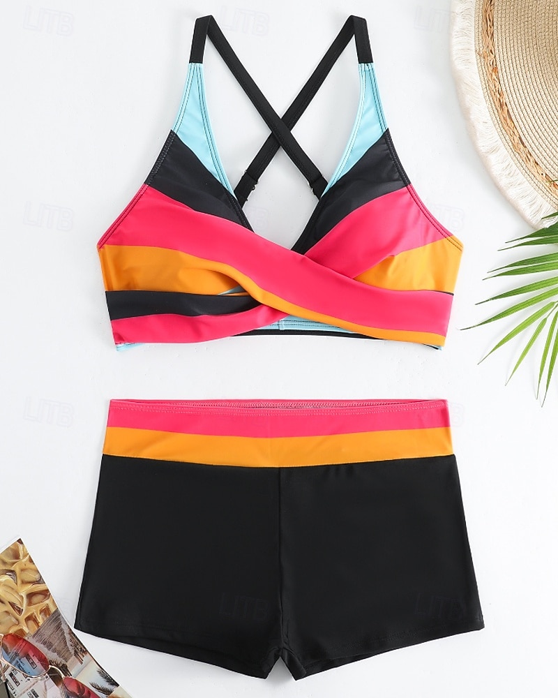 Women's Swimwear 2 Piece Shorts Swimsuit Backless Vacation Beach Wear Geometic V Neck Sleeveless Bathing Suits 2026 - $24.99 –P14