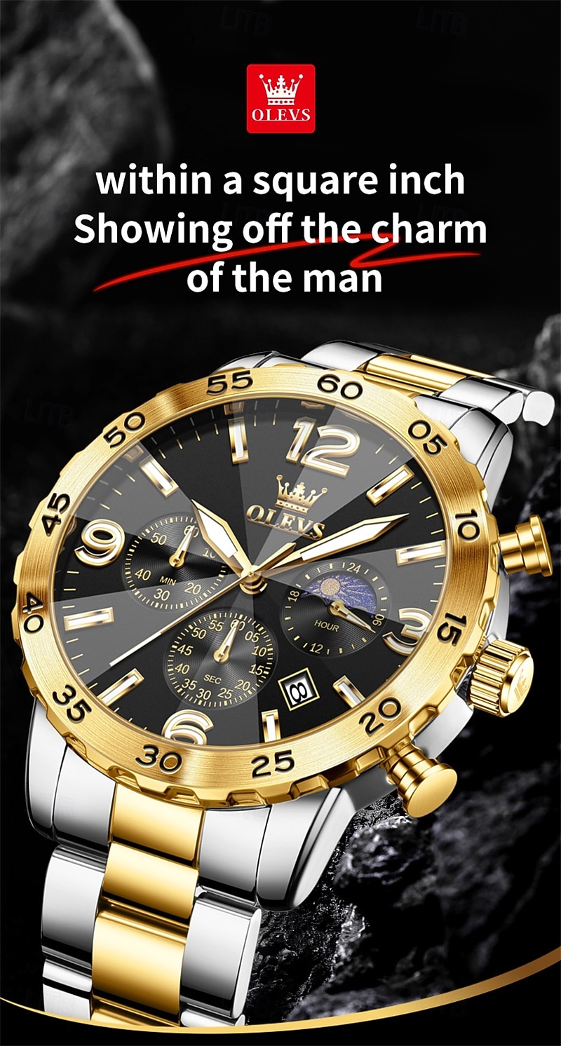 The New Olevs Men'S Business Watch Features A Luminous Moon Phase Calendar Small Three-Hand Multi-Functional Digital Large Dial Quartz Watch Which Is A Fashionable Casual Waterproof And Sporty Me 2025 - $34.99 –P3