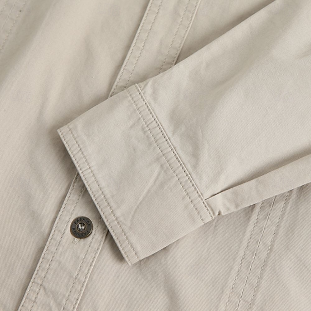 Men's Casual Shirt Work Shirt Button Up Shirt Dark Navy khaki Light Grey Army Green Long Sleeve Solid / Plain Color Lapel Vacation Holiday Button-Down Clothing Apparel Cotton Fashion Casual 2025 - $33.99 –P2