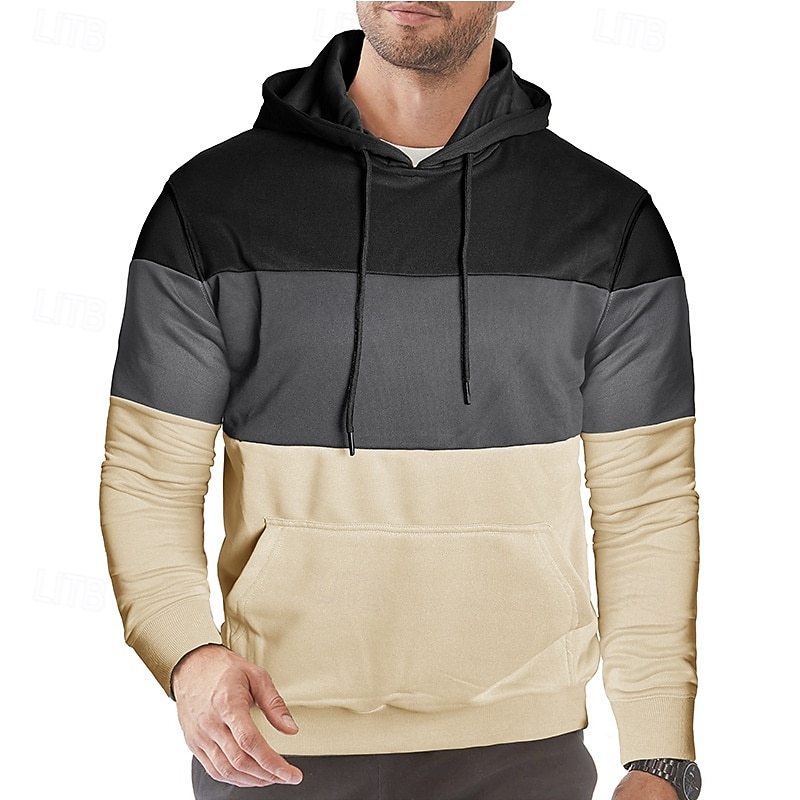 Herren Kapuzensweatshirt Pullover Kapuzensweatshirt Aprikose Weinrot Schwarz Weiß Armeegrün Mit Kapuze Farbblock Einfach Patchwork Farbblock Kängurutasche Sport & Outdoor Lässig Täglich Streetwear 2026 - $34.99 –P6