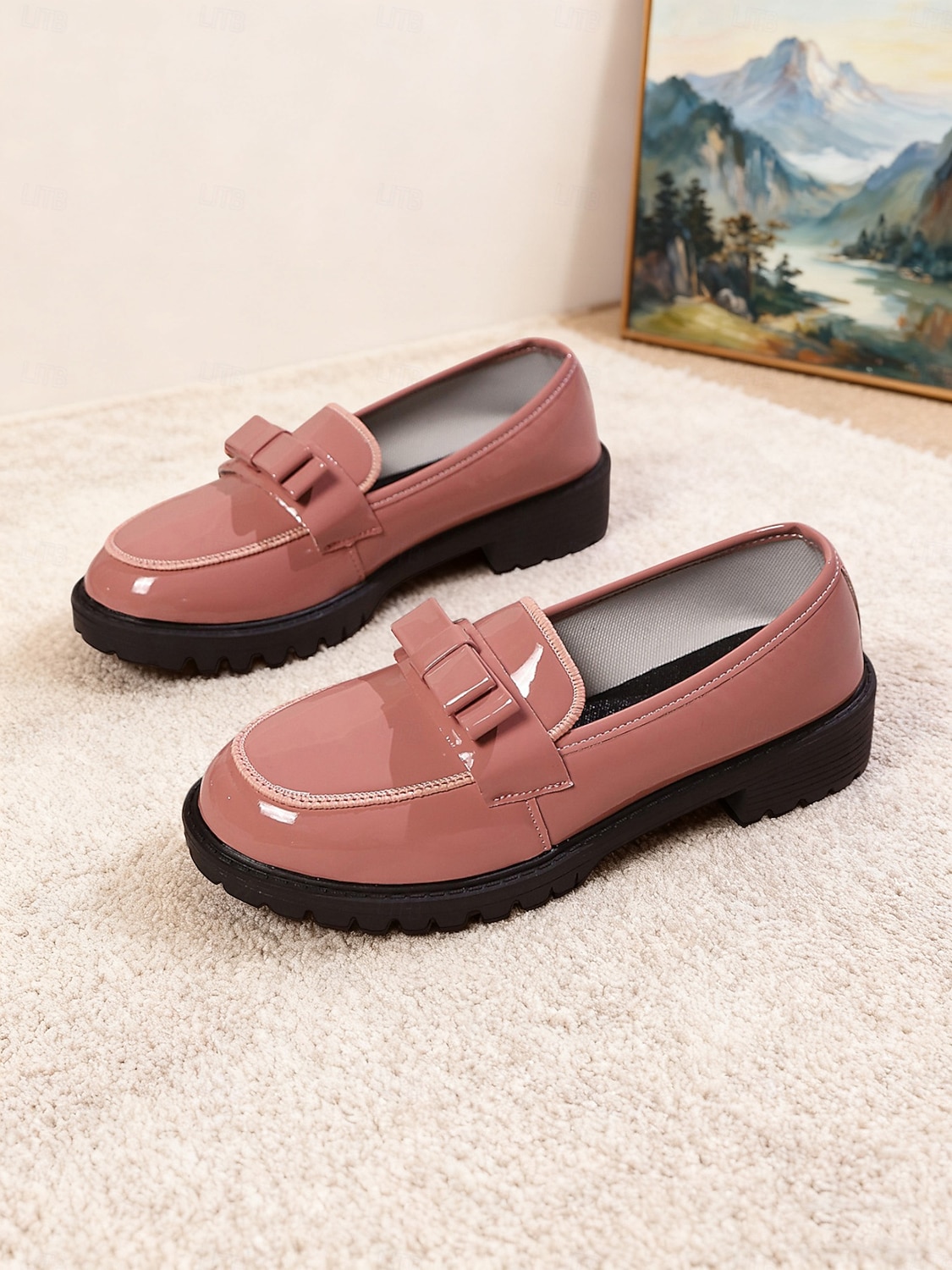 Mocassini in ecopelle rossa da donna con dettaglio a fiocco e suola piatta spessa – Scarpe slip-on eleganti per ufficio e uso quotidiano del 2026 a $26.99 –P6