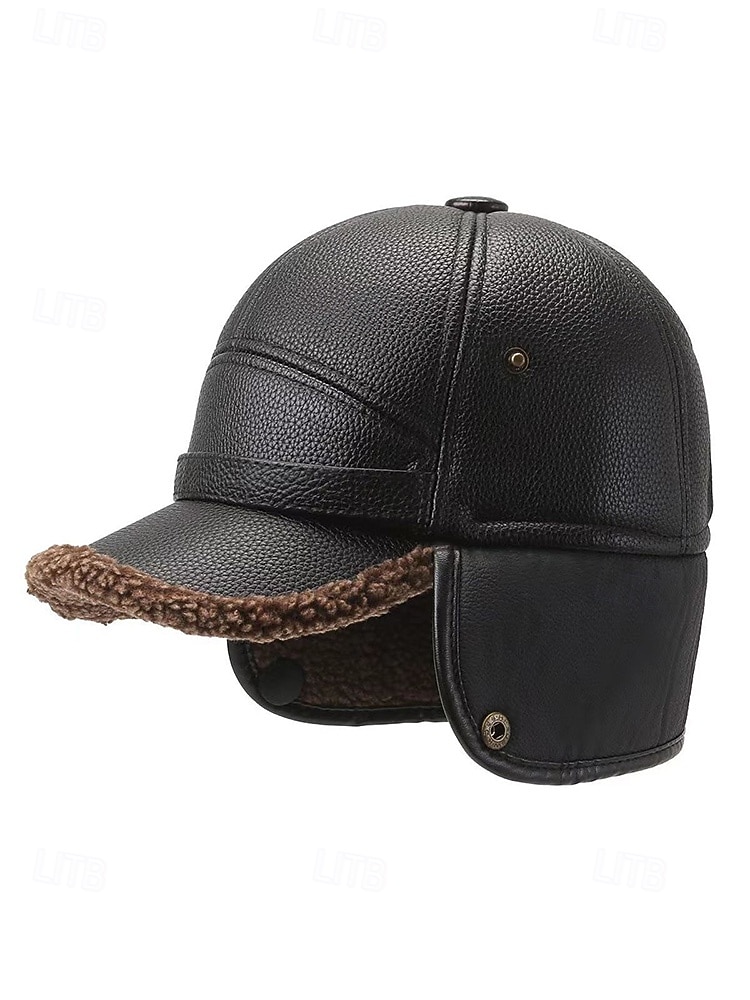 Wintermütze für Herren aus Kunstleder – isoliert mit flauschigen Fellohren, stylischer Fliegerstil, ideal für kaltes Wetter und Outdoor-Aktivitäten. 2026 - $11.99 –P6