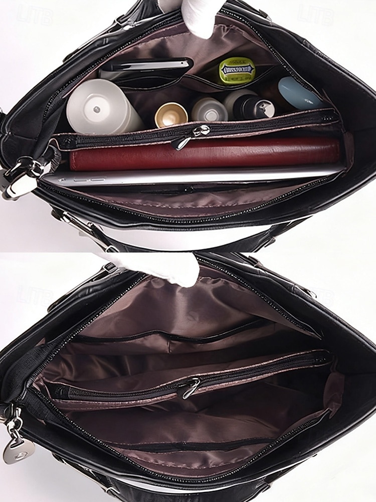 Handväska i konstläder för kvinnor – finns i flera färger, mångsidig design med flera bäralternativ, perfekt för både vardag och vardag. 2026 - $32.99 –P9