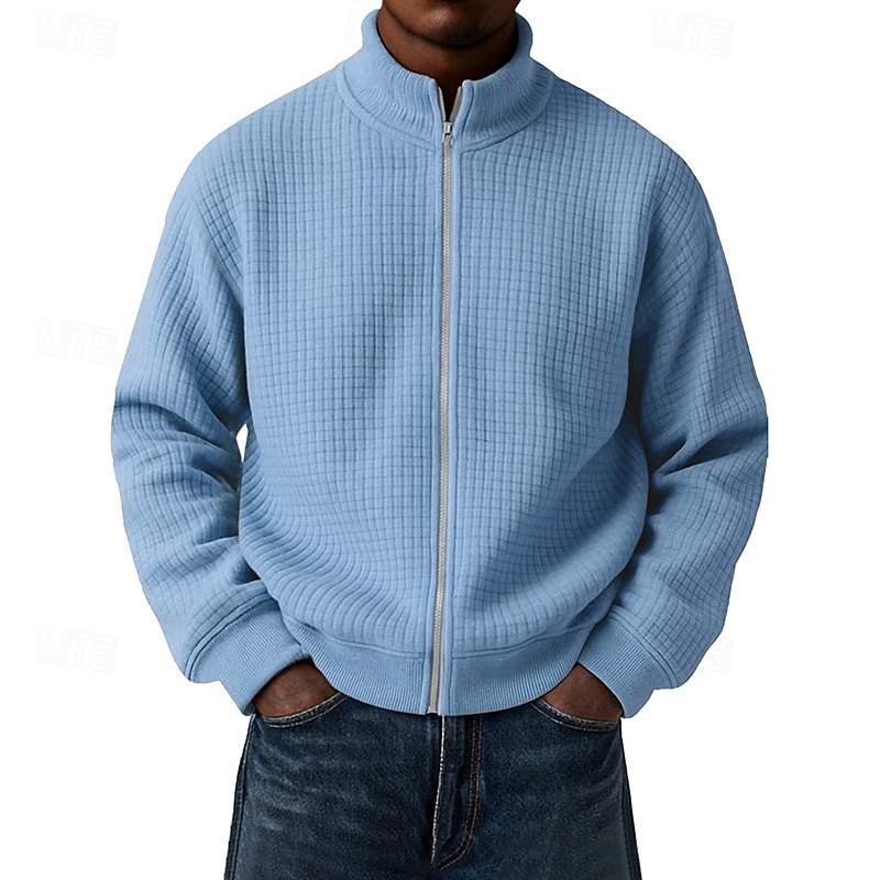 Men's Sweatshirt Waffle Sweatshirt Full Zip Sweatshirt Wine Standing Collar Plain Zip Up Textured Casual Daily Sports & Outdoor Streetwear Cool Sportswear Spring &  Fall Clothing Apparel Hoodies 2026 - $28.99 –P5