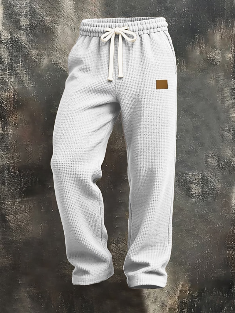 Homens Calças Esportivas Calças Calça Waffle Com Cordão Bolsos Cintura elástica Tecido Conforto Diário Esportes Moda Casual Marron Escuro Preto Micro-Elástica de 2026 por $22.99 –P4