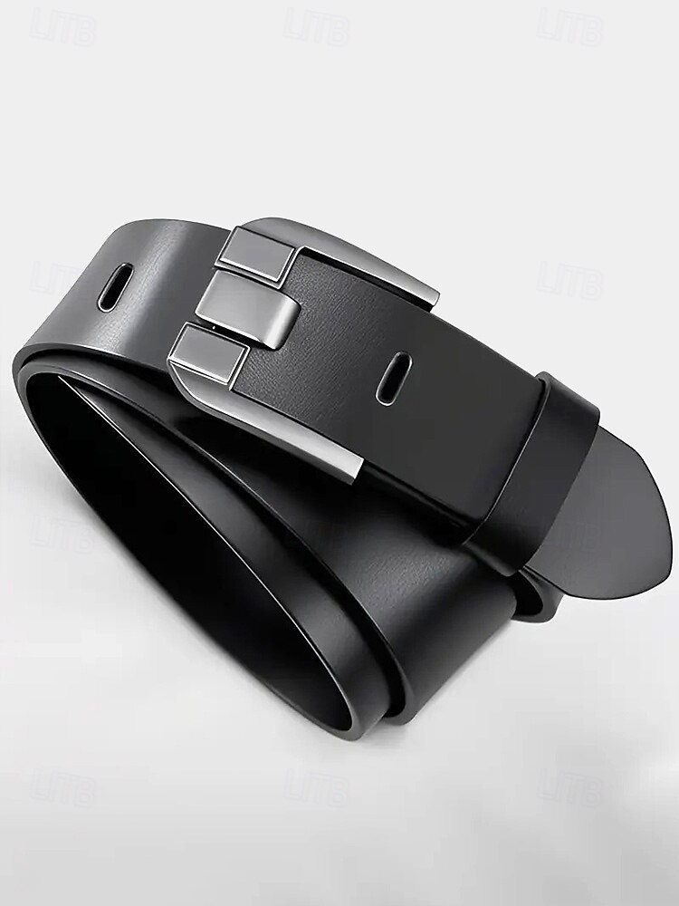 Cinturón de piel auténtica para hombre – diseño clásico con hebilla de acero inoxidable, perfecto para regalos de Navidad y para uso diario. 2026 - $18.99 –P5