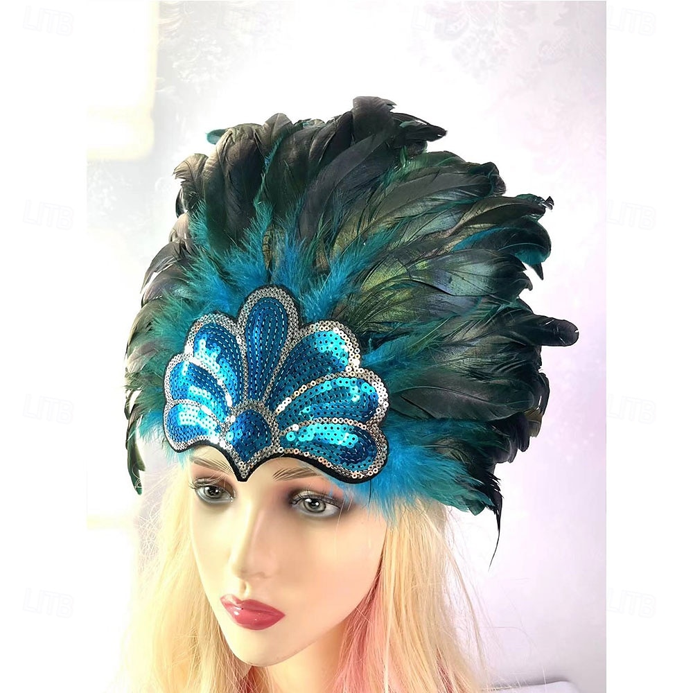 Carnaval 2026 Rio Carnaval Samba Accessoires Bruin Oranje Veer Hoofdband voor Dames - Gouden Pailletten Showgirl Hoofddeksel - Mardi Gras Accessoire Brazilië Festival Prestatie Kostuum 2026 - $16.99 –P13