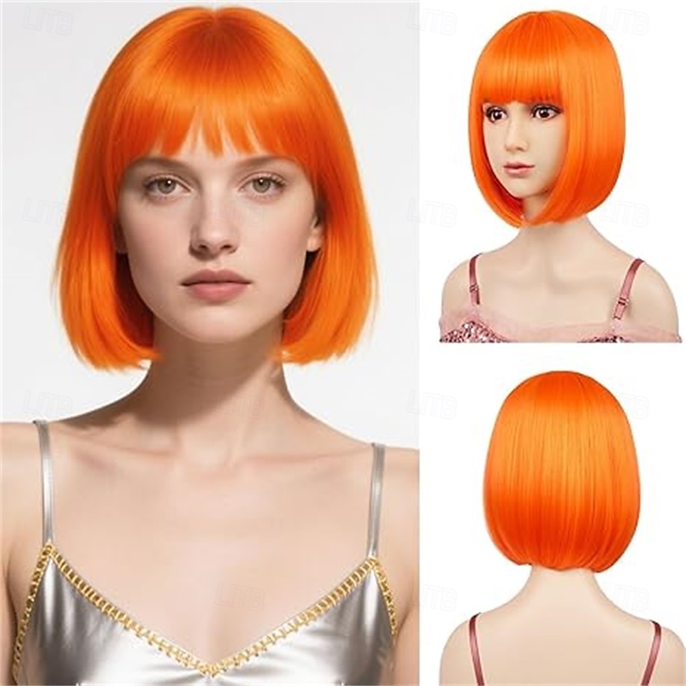 Peruca de Carnaval 2026 Vermelho Azul Branco Liso Bob Curto Peruca sintética para festivais Mardi Gras Parada Cabelo para fantasia de cosplay para Feminino de 2026 por $21.99 –P4