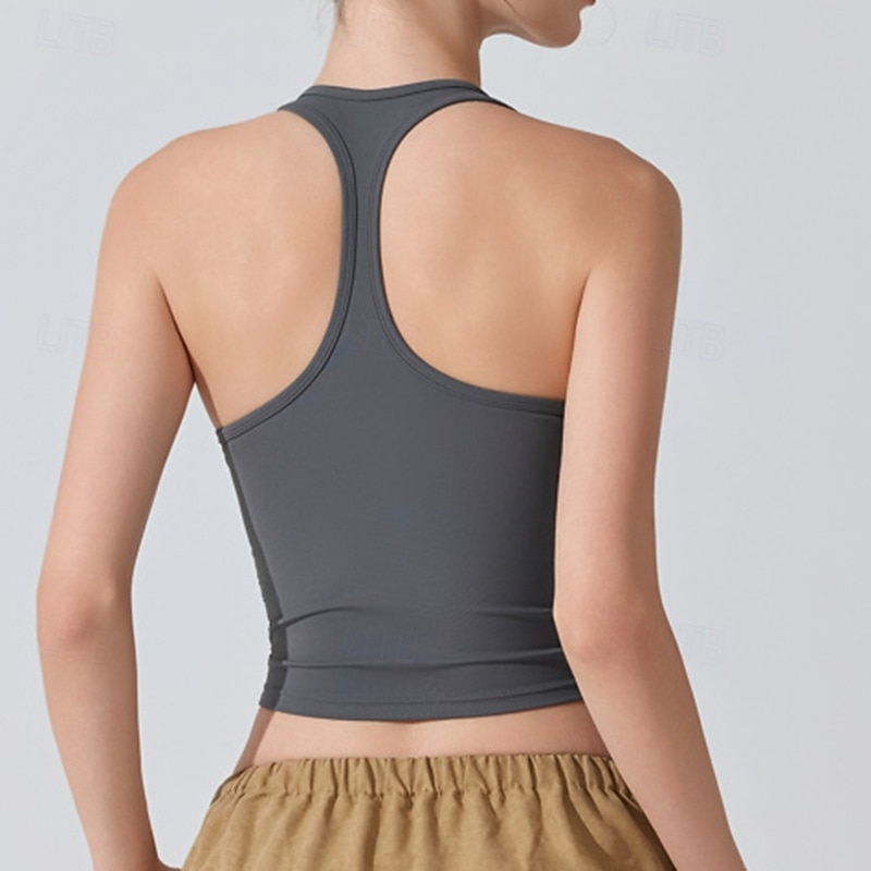 Γυναικεία Μονόχρωμο Αμάνικο τοπ Αθλητική μπλούζα Ενσωματωμένο σουτιέν Προστασία UV Γρήγορο Στέγνωμα Ελαστικό Αναπνέει Τέννις Αθλητικά Τρέξιμο Μπολύζες Μαύρο Λευκό Βυσσινί Ρούχα τένις 2026 - $20.99 –P12