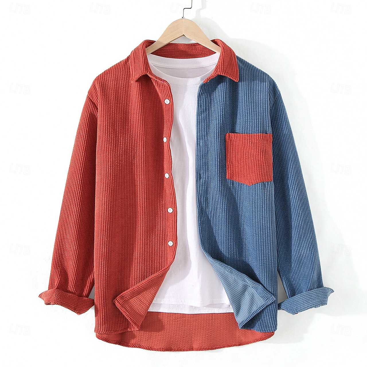 Herr Skjorta Casual skjorta Manchesterskjorta Knapp upp skjorta Blå Gul Rubinrött Marinblå Grön Långärmad Nedvikt Ledigt Utomhus Färgblock Kläder Vintage Mode Smart Casual 2026 - $26.99 –P2