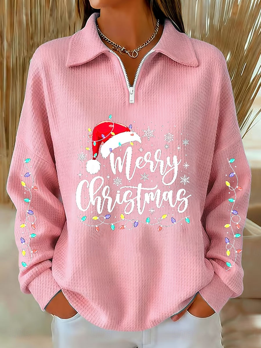 Női Pulóver pulóver Grafika Karácsonyfa Alkalmi Hosszú ujj Fél cipzár Normál felsők Hétköznapi Sport Szabadság Medence Fekete Arcpír rózsaszín Rubin Lóhere Ősz Tél 2025 - $32.99 –P3