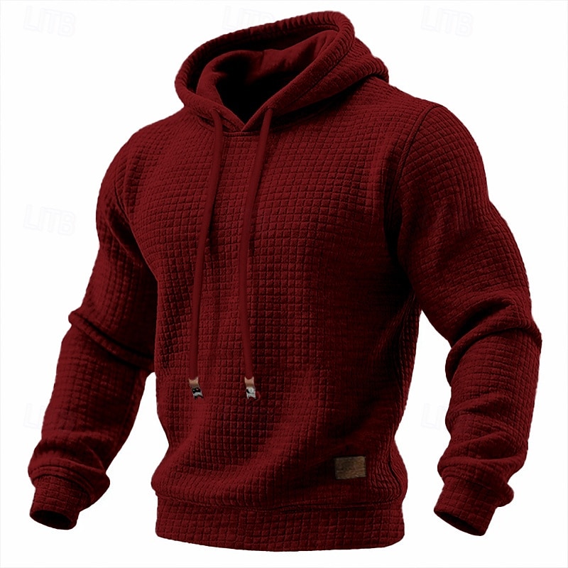 Homens Moletom Moletons Waffle Moletom com capuz Adamascado Preto Branco Verde Tropa Vermelho Com Capuz Tecido Textura Casual Diário Desportos e Ar livre Roupa de rua Legal Roupa de Esporte Primavera de 2026 por $24.99 –P8