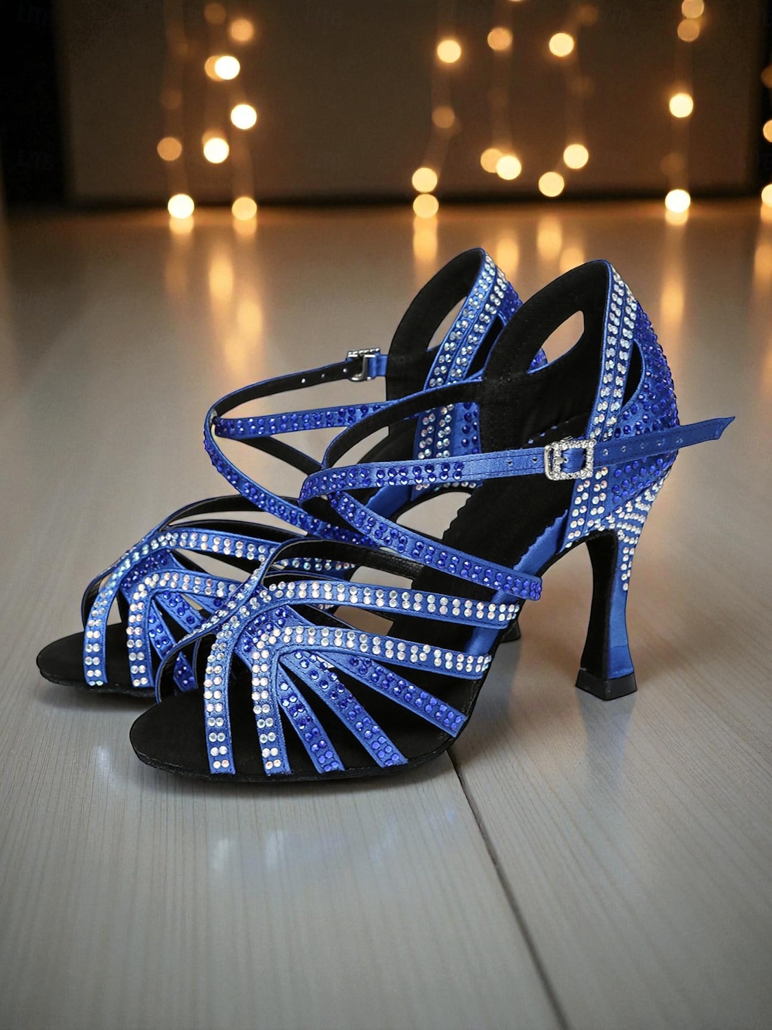 Zapatos de baile latino para mujer con pedrería: sandalias profesionales de salón para salsa y tango, con diseño de tiras y tacón alto, ideales para competición o actuaciones. 2026 - $64.99 –P8