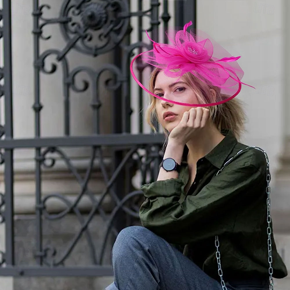 Аксессуары для волос Тюль Перья Федора Свадьба Чаепитие Скачки коктейль Элегантный стиль Винтаж С Пух Заставка Головной убор 2026 - $16.49 –P2