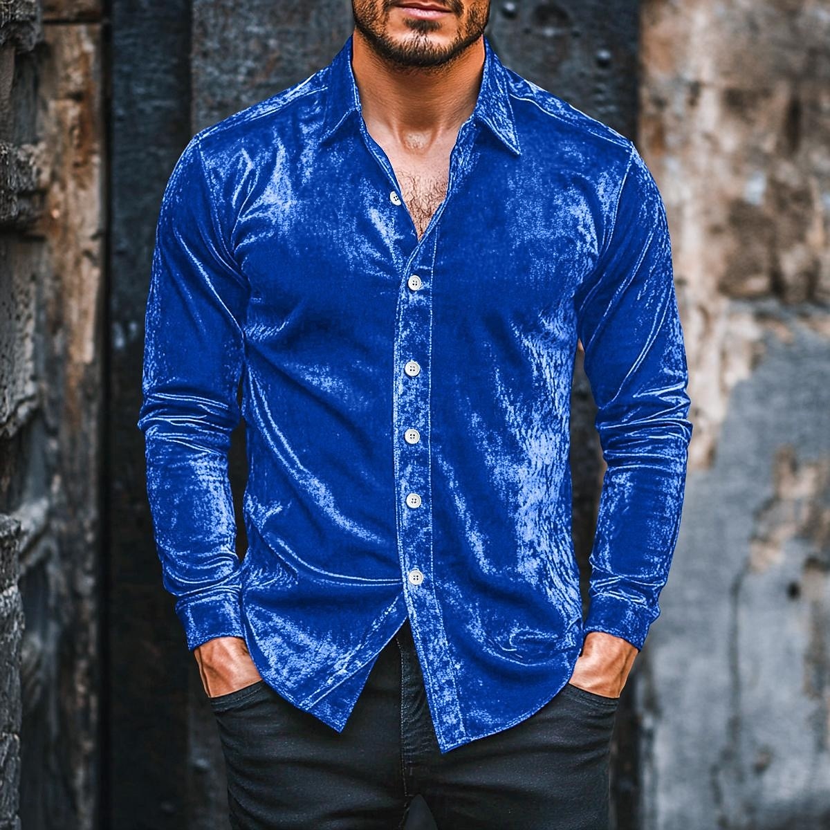 Per uomo Camicia Camicia casual Camicia di Natale Camicia di velluto Vino Blu reale Manica Lunga Tinta unica Semplice Colletto a Camicia Casuale Quotidiano Bottoni Abbigliamento Velluto Natale del 2026 a $14.99 –P2