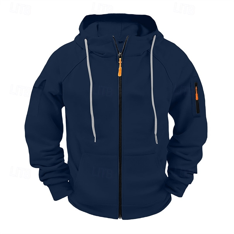 Homens Moletom Full Zip Hoodie Moletom com zíper Azul Preto Branco Verde Tropa Vinho Com Capuz Tecido Zip Up Bolsos Desportos e Ar livre Casual Diário Roupa de rua Designer Básico Primavera Outono de 2026 por $15.99 –P8