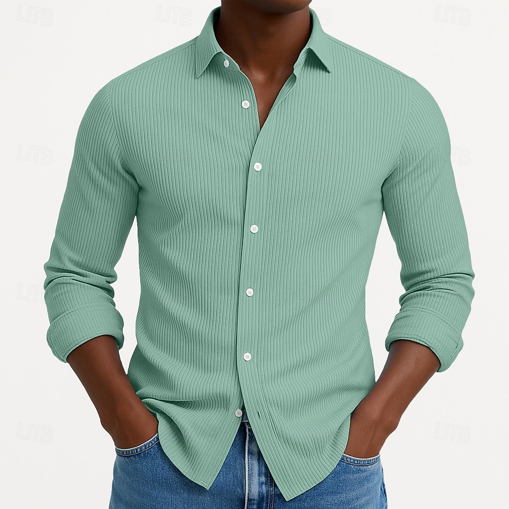 Homme Chemise Chemise en velours côtelé Chemise Boutonnée bleu marine manche longue Uni Col Rabattu Occasionnel Quotidien Boutonné Vêtement Tenue Coton Mode Streetwear Classique Occasionnel de 2026 ? $25.99 –P9