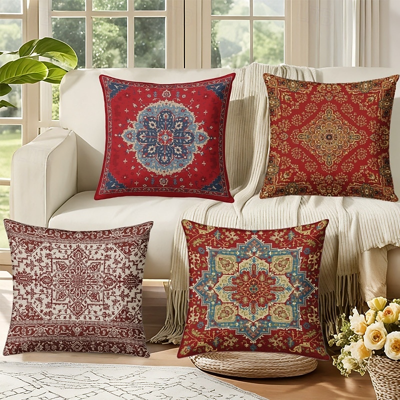 Vintage-Kissenbezüge im Bohème-Stil mit Digitaldruck, dekorative Kissenhüllen für Zuhause, Schlafzimmer, Wohnzimmer, Gästezimmer, Hotel, Sofa-Akzente 2026 - $8.99 –P4