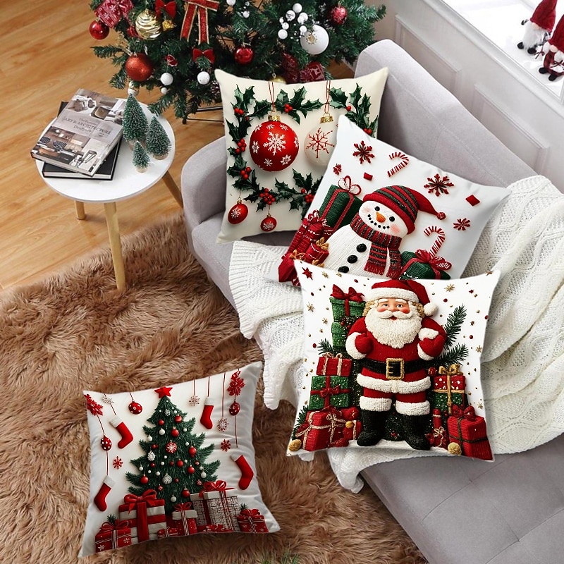Housse de coussin bonhomme de neige de Noël, imprimée en 2D, douce et moelleuse, pour canapé, salon et décoration de Noël. de 2025 ? $9.99 –P2