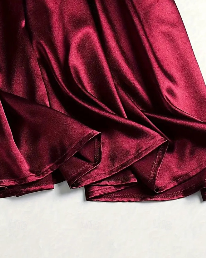 Mujer Faldas de satén Moda Maxi Alta cintura Faldas Plano Plisado Microelástico Diario Cita Vino Negro Rosa Verde Oscuro Primavera 2026 - $29.99 –P11