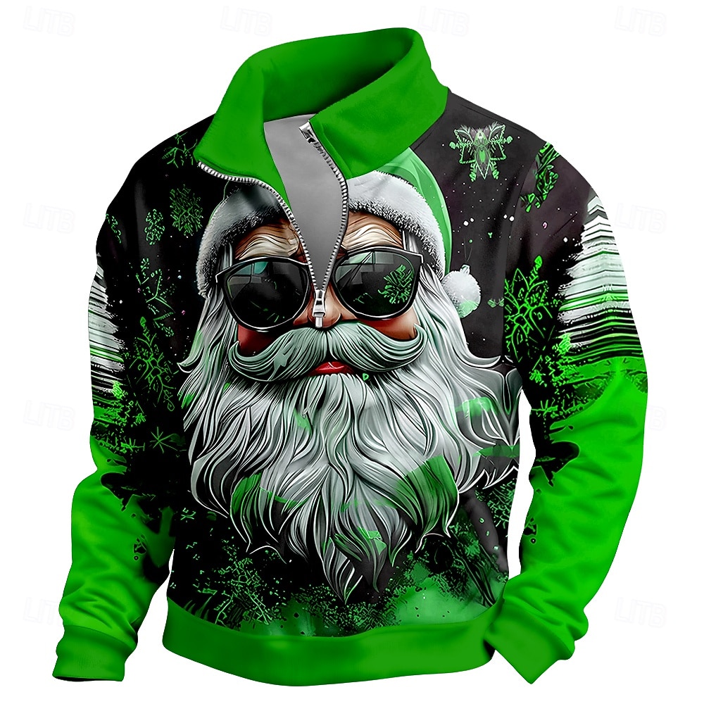 Natale Per uomo Babbo Natale Felpa Cool Quotidiano Elegante Manica Lunga Collo alla coreana All'aperto Casa Regalo Blu Rosso Viola Verde Cerniera Autunno Inverno progettista S M L XL XXL XXXL del 2026 a $33.99 –P3