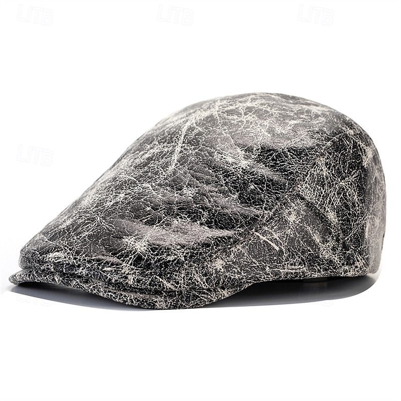Men's Flat Cap Ascot Hat Newsboy Hat Black Coffee PU Leather Fashion Casual Street Daily Plain Adjustable Sunscreen Breathable 2026 - $11.49 –P8