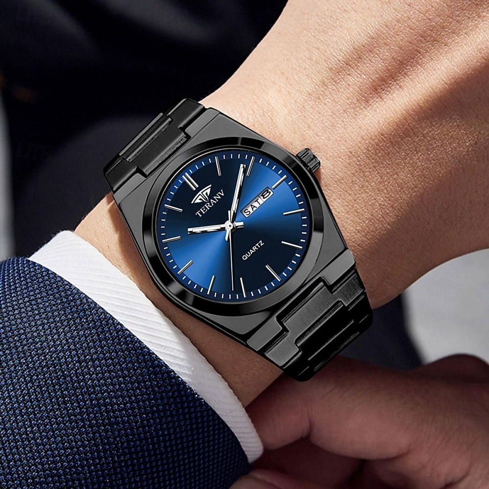 Advanced Men's Wristwatch Fashionable/business Men's Quartz Watch Date Calendar Display Stainless Steel Case Strap The Best Gift Choice for Men 2025 - $20.99 –P5