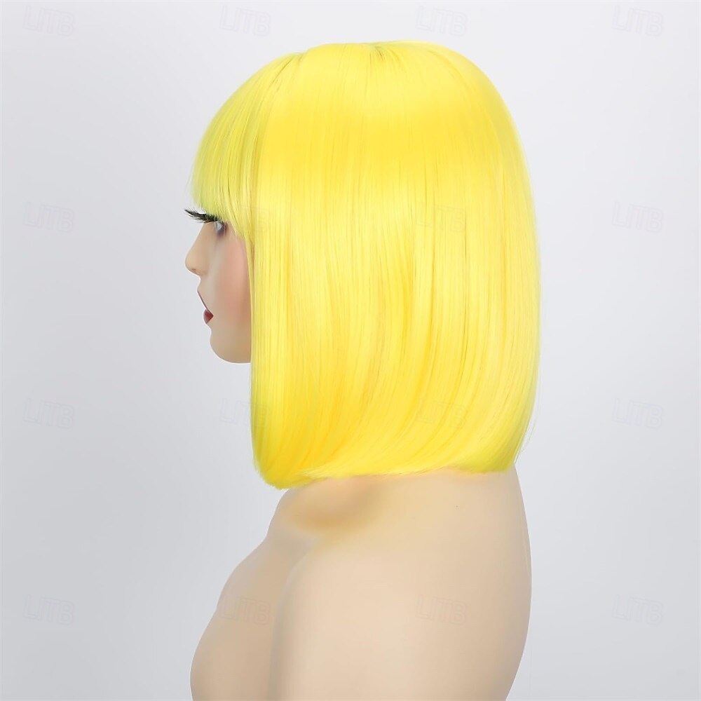 Peruca de Carnaval 2026 Loiro Vermelho Preta Liso Bob Curto Peruca sintética para festivais Mardi Gras Parada Cabelo para fantasia de cosplay para Feminino de 2026 por IDR Rp385603 –P5
