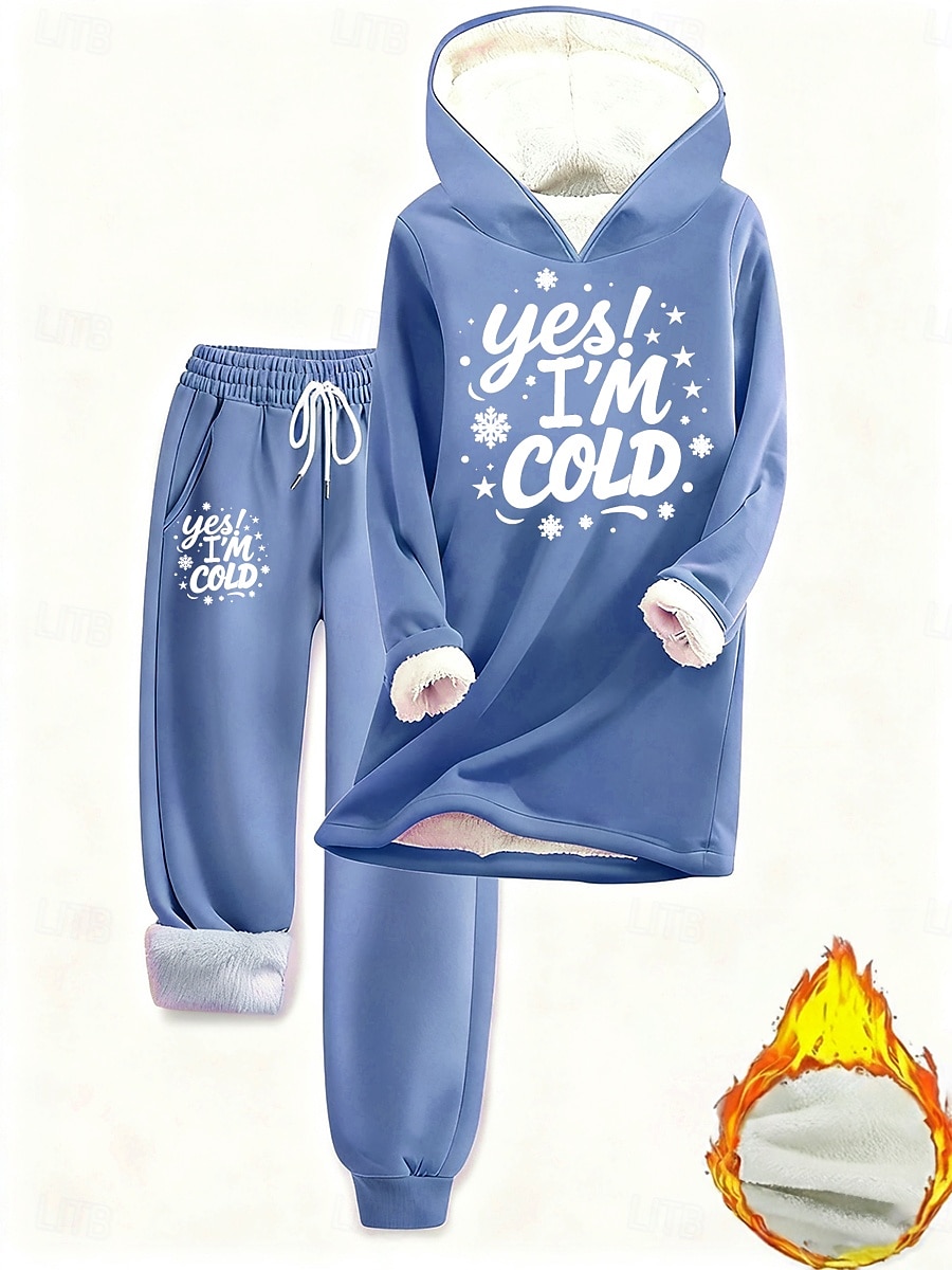 Mulheres Diário à moda Conjuntos de duas peças Moletom Conjuntos de calças Manga Longa Com Capuz Gráfico Letra Com Cordão Imprimir Casual Diário Azul Preto Rosa Outono Ajuste Largo de 2025 por $51.99 –P6