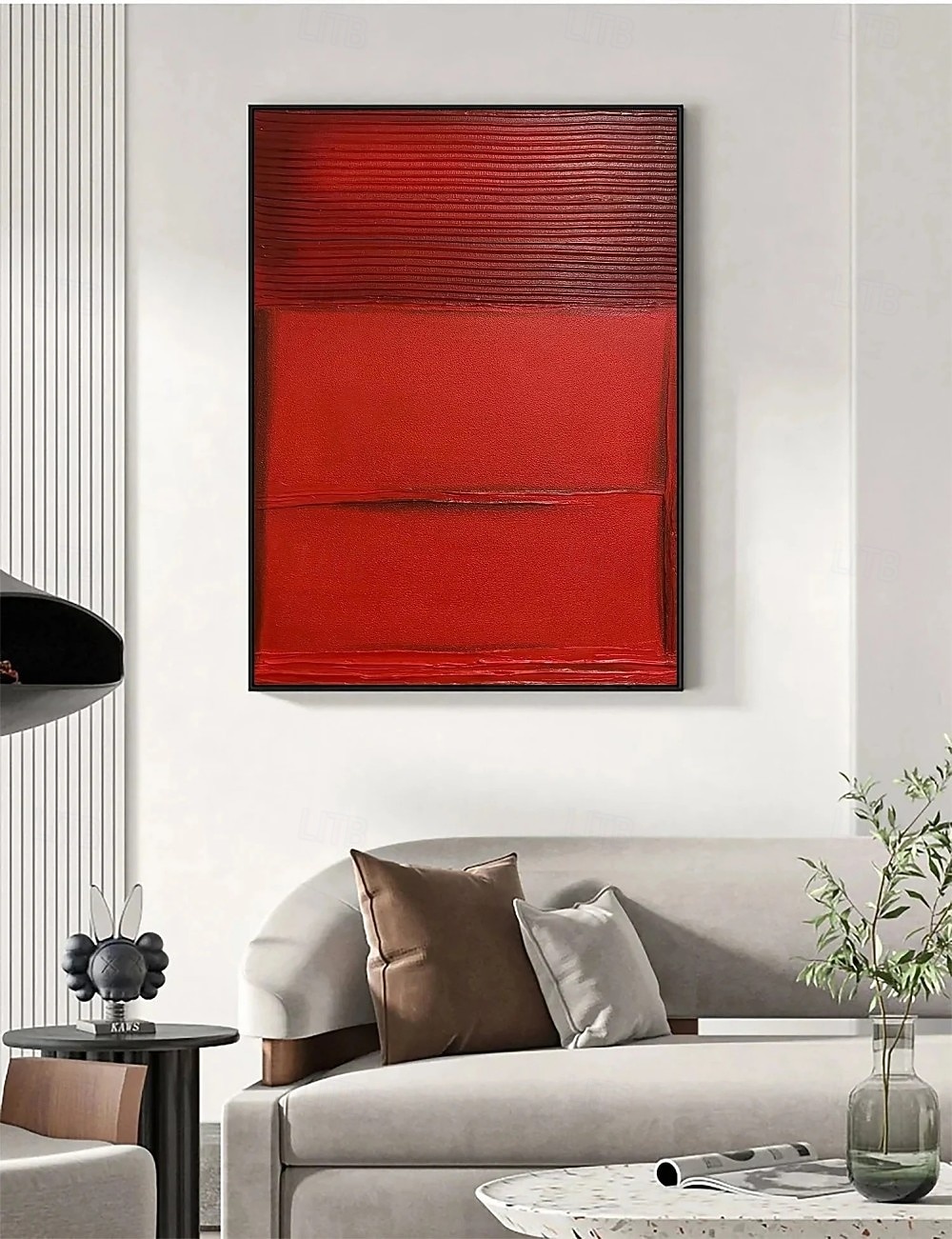 Pintura a óleo artesanal em tela, arte de parede abstrata com textura vermelha, decoração para sala de estar, hall de entrada, decoração para casa, pintura enrolada sem moldura e sem esticar. de 2026 por $63.99 –P5