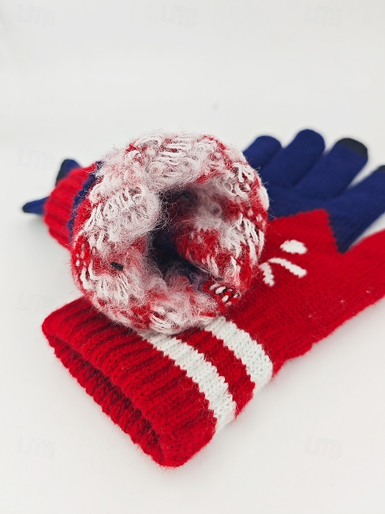 Guantes de punto para pantalla táctil para mujer, multicolor, diseño de gato, acogedor accesorio de invierno. 2026 - $7.99 –P5