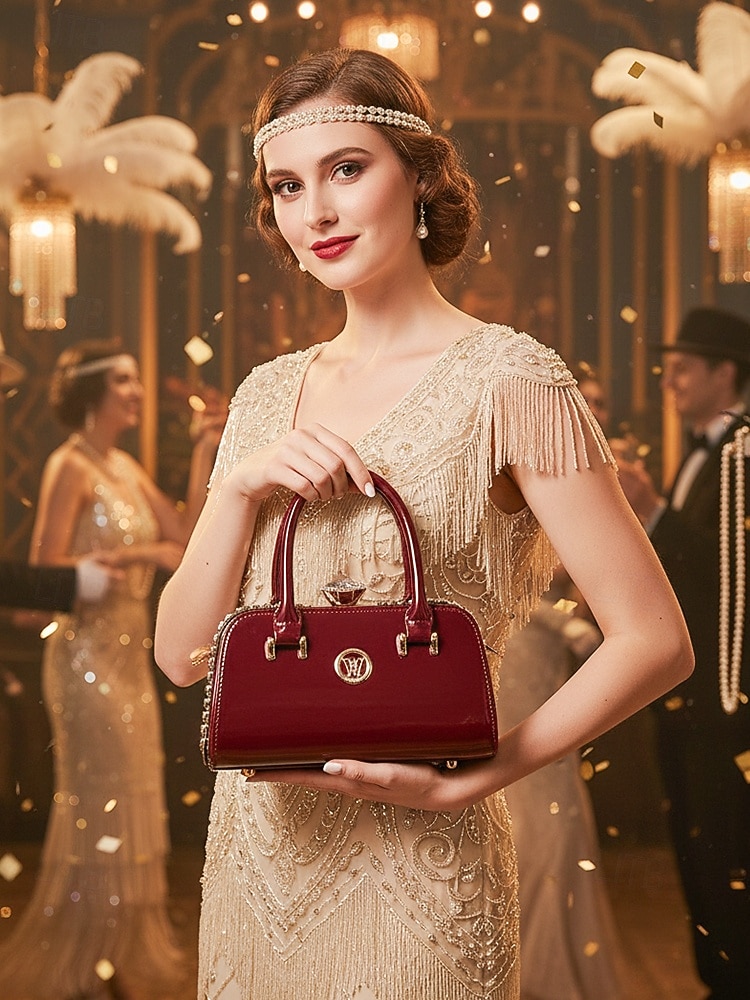 elegante borsa da sera da donna in pelle verniciata, decorata con cristalli, disponibile in rosso e blu navy, perfetta per feste formali e celebrazioni festive del 2026 a $34.99 –P1