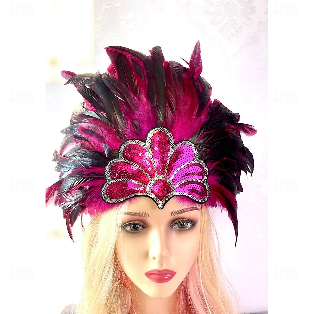 Carnaval 2026 Rio Carnaval Samba Accessoires Bruin Oranje Veer Hoofdband voor Dames - Gouden Pailletten Showgirl Hoofddeksel - Mardi Gras Accessoire Brazilië Festival Prestatie Kostuum 2026 - $16.99 –P16