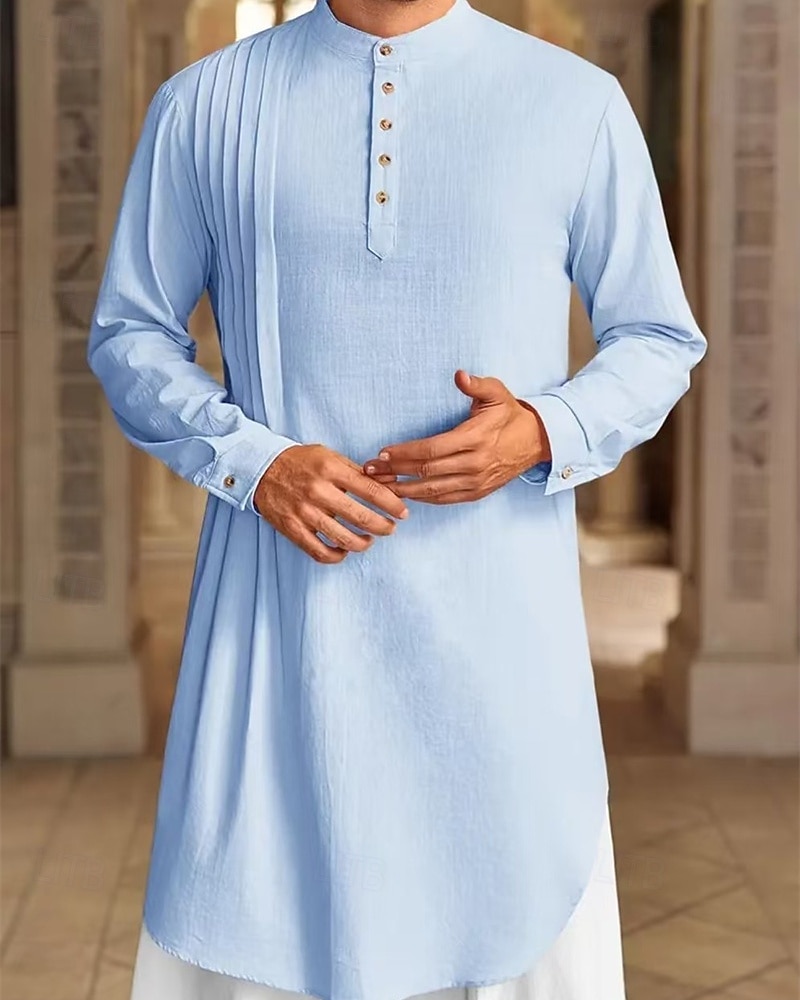 Homme Loungewear Chemise de Nuit Uni Élégant Confort Maison Quotidien Coton Respirant Col montant manche longue Printemps Automne Noir Blanche de 2026 ? $30.99 –P7