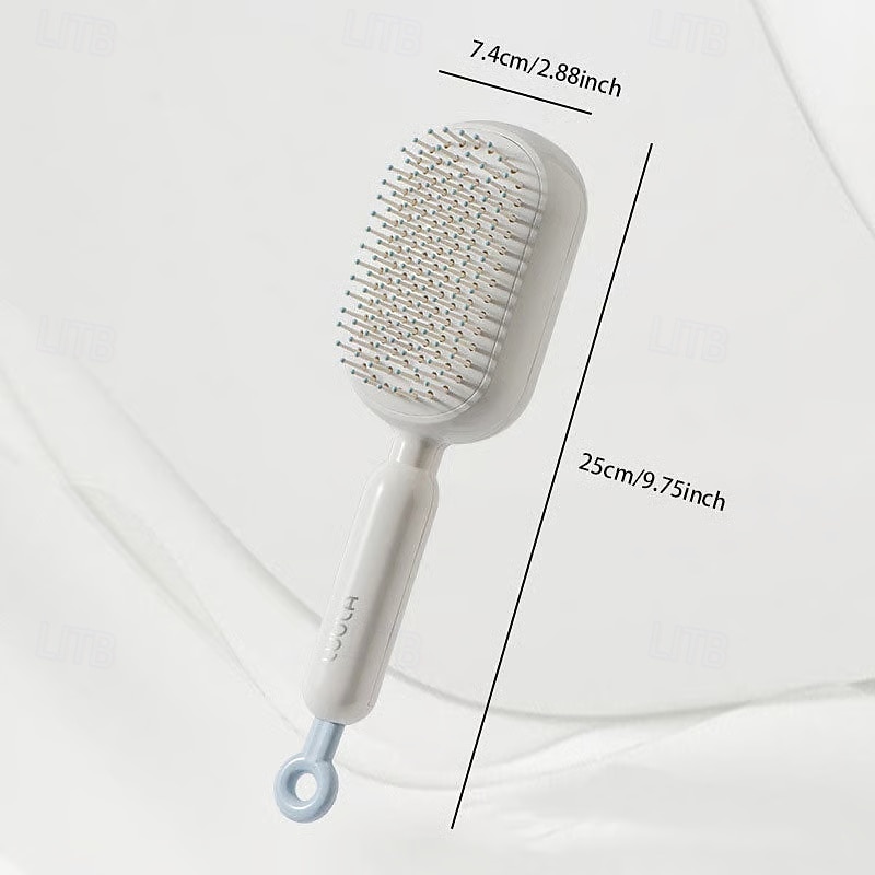 Peine de masaje con cojín retráctil, de diseño portátil para viajes. Cuenta con un anillo de tracción ergonómico, fácil de limpiar y masajeador con cojín de aire, ideal para desenredar cabello grueso 2026 - $16.99 –P8