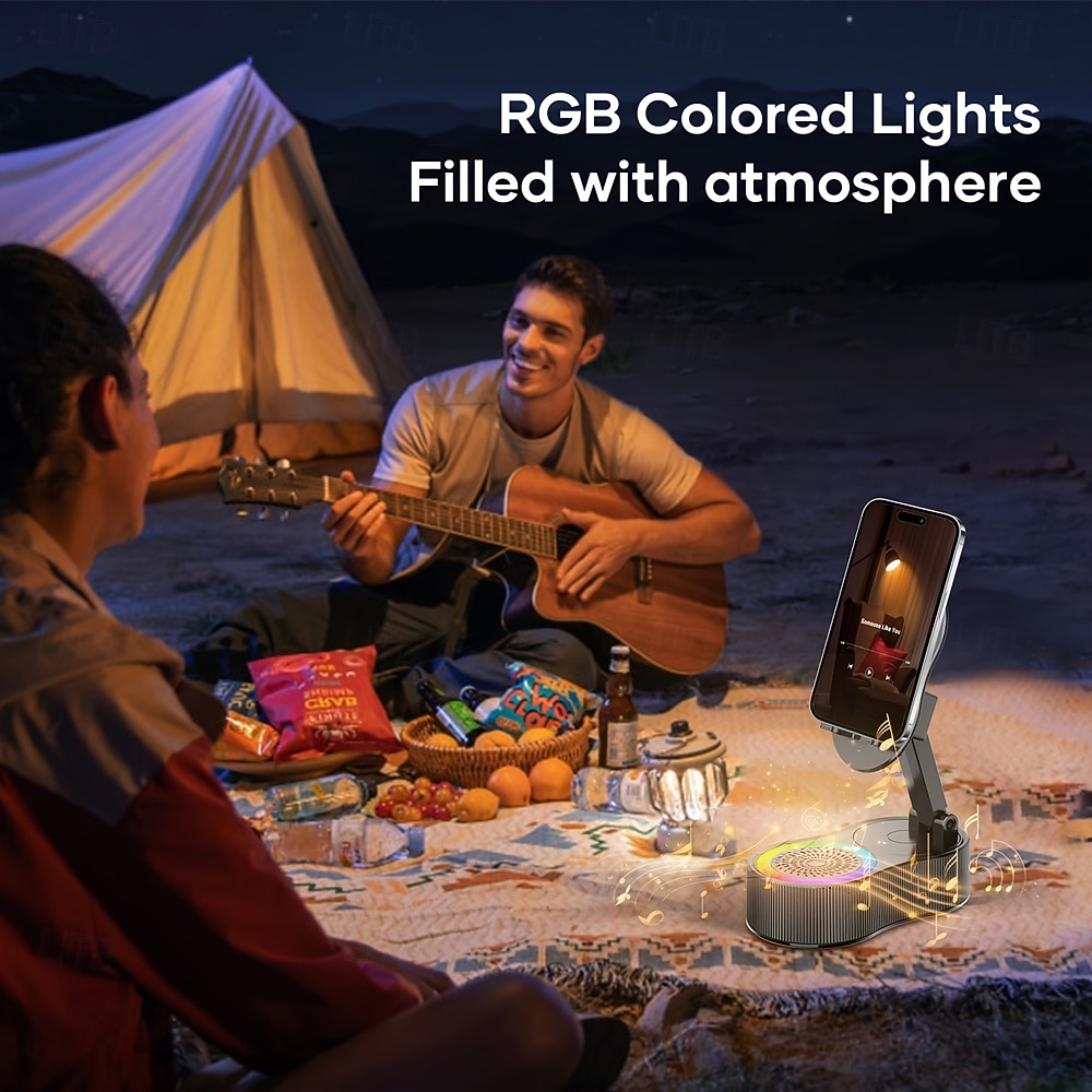 Пять в одном беспроводном сенсорном держателе для телефона с динамиком, аккумулятором на 2000 мА·ч, цветной подсветкой, поворотом на 180 градусов, складной конструкцией, высококачественным 2025 - $23.99 –P8