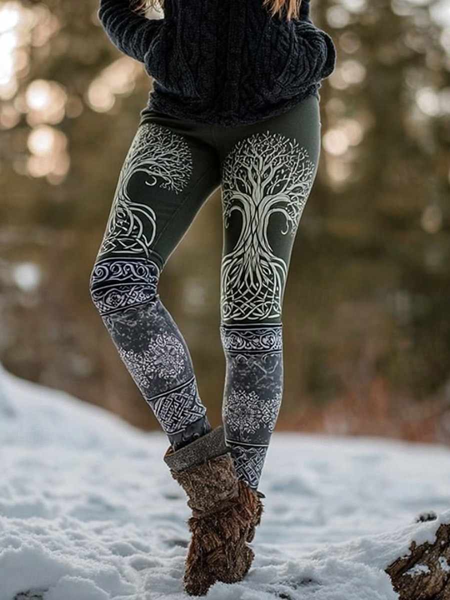 Леггинсы для женщин викингов бохо винтажный этнический стиль повседневные полный длины высокой талии абстрактная 3D печать быстросохнущая дышащая мягкая эластичная форма для уличной атлетики 2025 - $19.99 –P2