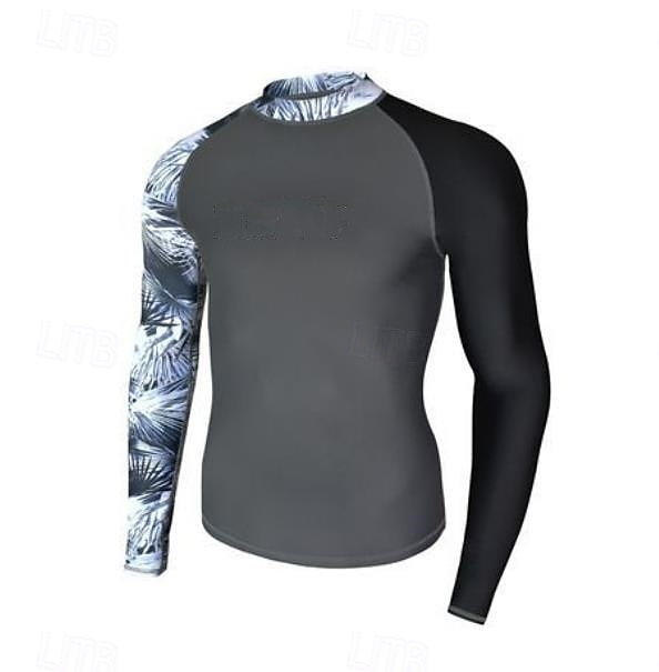 Herre Rash-guard Svømmeskjorte UPF50+ Hurtigtørkende Lettvekt Langermet Ikke-Klø Klær Badedrakt Surfing Strand Vannsport Svømming Lapper Sommer 2025 - $30.99 –P15