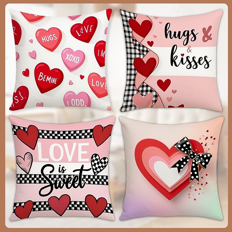 Pink Heart Letter Pillowcase Set Double Sided Print Valentine Day Decorative Cushion Covers for Living Room Sofa Throw Pillows Romantic Home Decor 2026 - $5.99 –P1