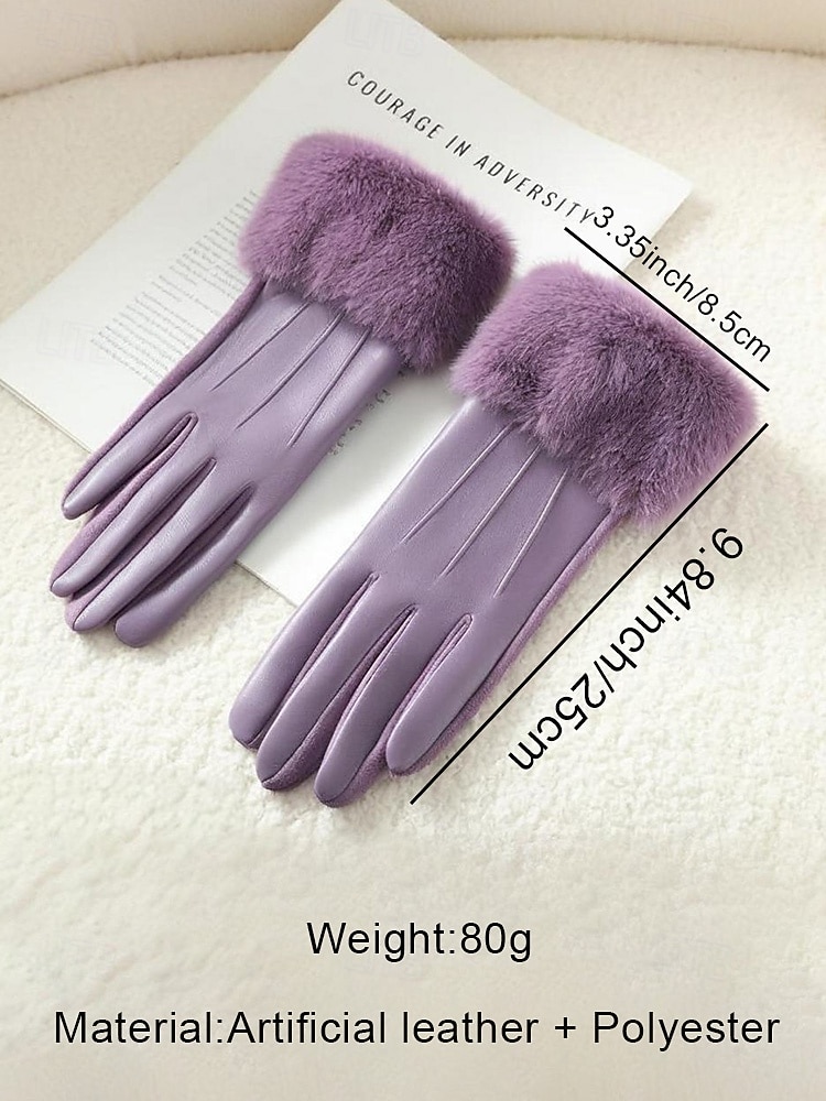 2026年 女性用フェイクファー手袋 - 柔らかくて心地よいフェイクレザー素材、複数の色から選択可能、クリスマス、パーティー、アウトドア活動のためのスタイリッシュで暖かい冬のアクセサリー  コレクション – $11.99 –P8