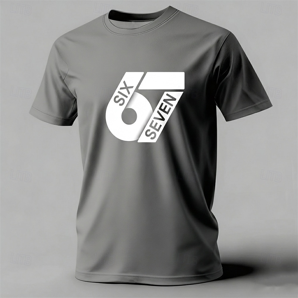 2026年 男性用 グラフィック 67 Tシャツ 面白いTシャツ 半袖シャツ 半袖 Tシャツ 3Dプリント クルーネック シャツ ファッション デザイナー ベーシック 日常 バケーション ストリート ブラック イエロー ルビーレッド 夏 春 衣類 S M L XL XXL XXXL  コレクション – $20.99 –P5