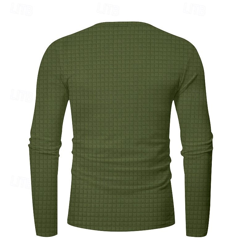 Herr Waffle Henley Shirt T-shirts Långärmad Ensfärgat Slät Mode Designer Ledigt Färgblock Knappar Henley Utomhus Ledigt Dagligen Sommar Vår Höst Mörkgrå Svart Vin Henley T-shirt 2025 - $19.99 –P2