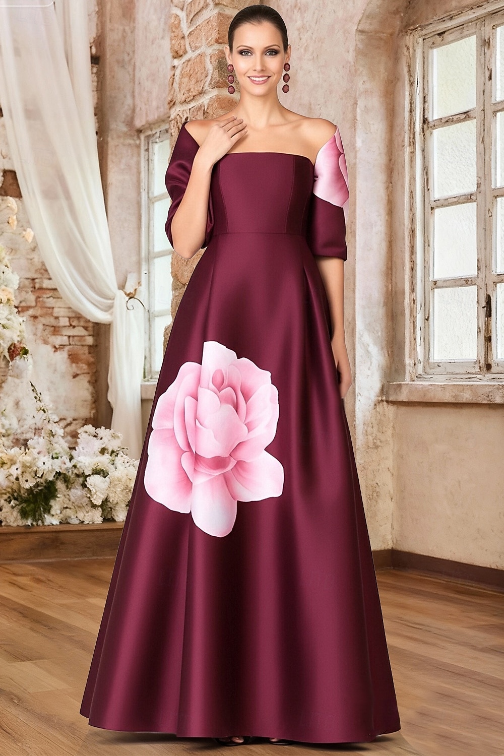 Two Piece A-Line Floor Length Satin Dress Wedding Guest Dress Formal Dresses Mother of the Bride Dress Sleeveless Strapless Elegant Formal Formal Two Piece A-Line Floor Length Satin Dress Wedding Guest Dress Formal Dresses Mother of the Bride Dress Sleeveless Strapless Elegant Formal Formal